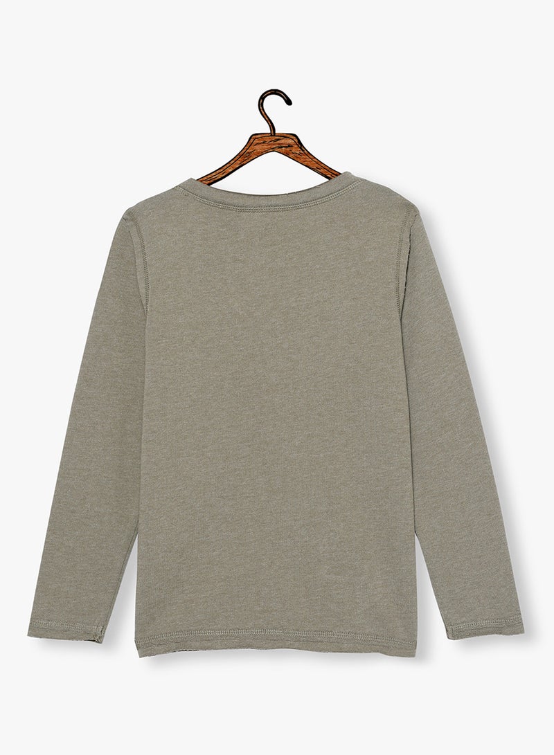 Printed Long Sleeve Sweatshirt Grey