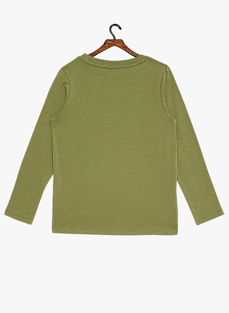 Kids Mickey Mouse Long Sleeve T-Shirt Olive