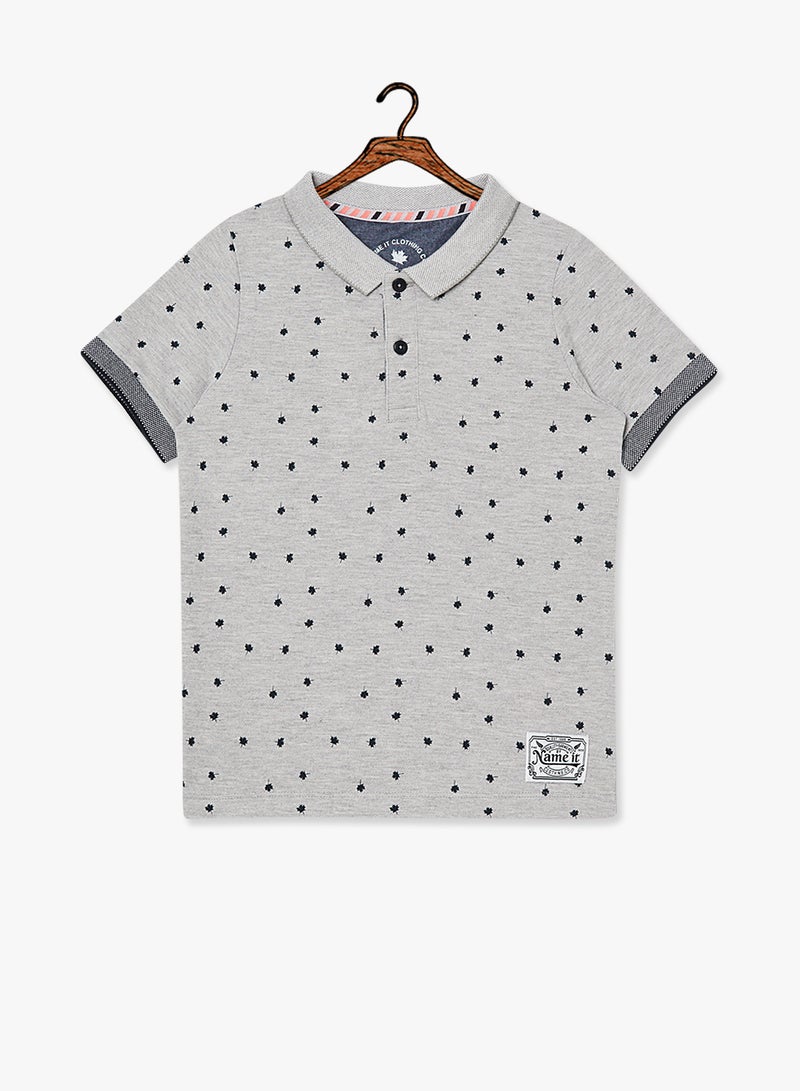 Kids Printed Polo Grey