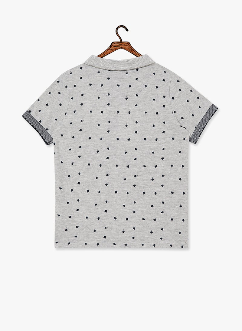 Kids Printed Polo Grey