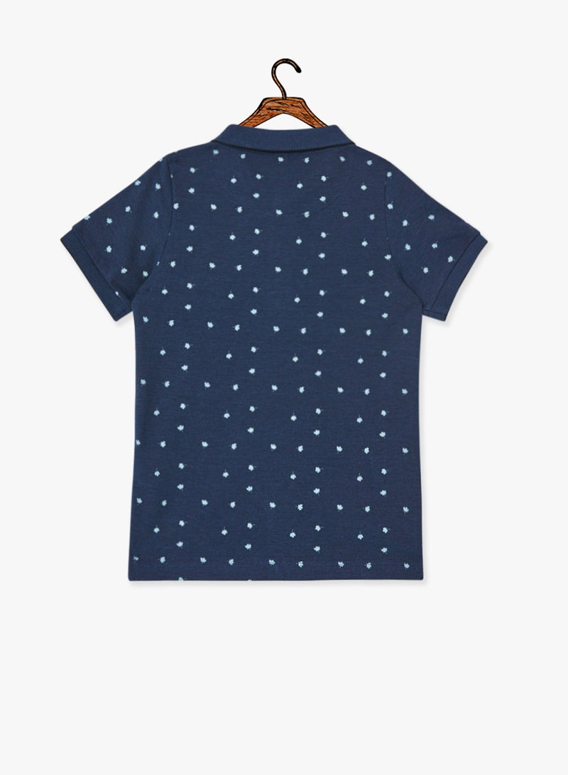 Kids Printed Polo Navy