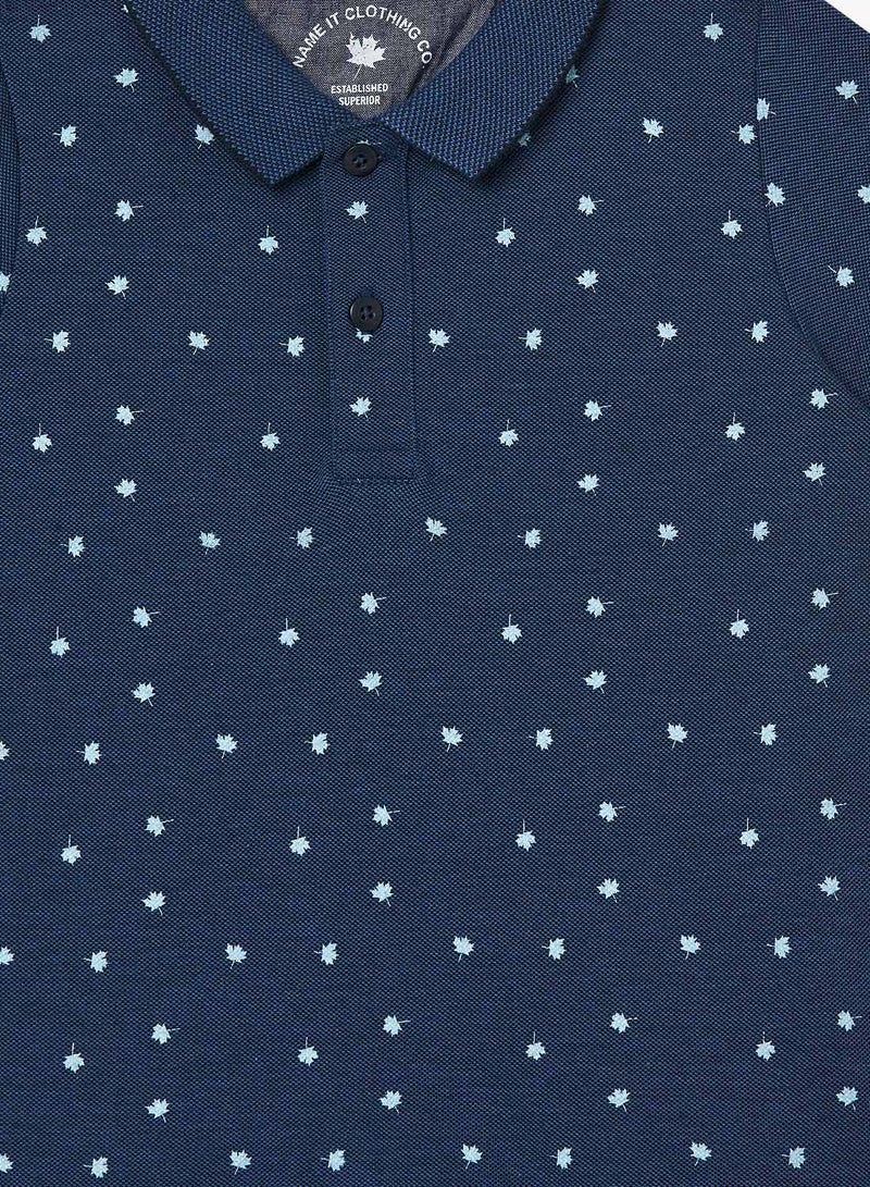 Kids Printed Polo Navy