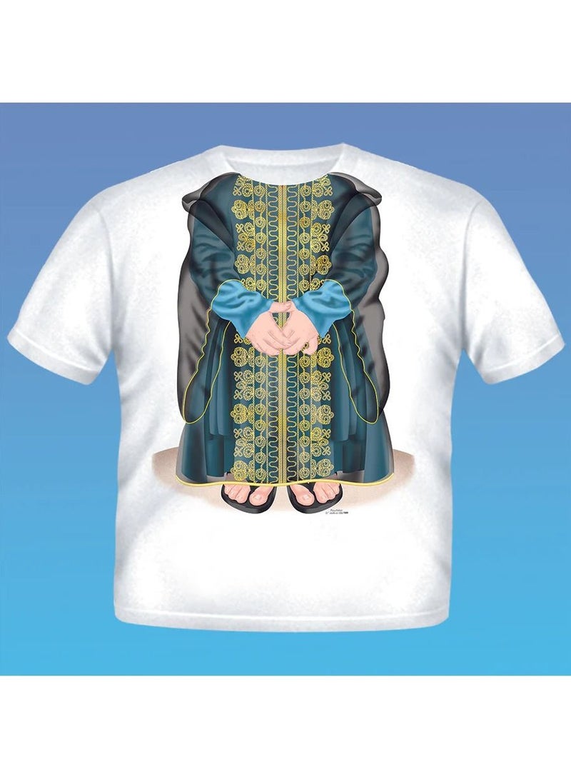 Arab Girl Thobe Blue Printed T-Shirt For 1 - 2 Years Baby