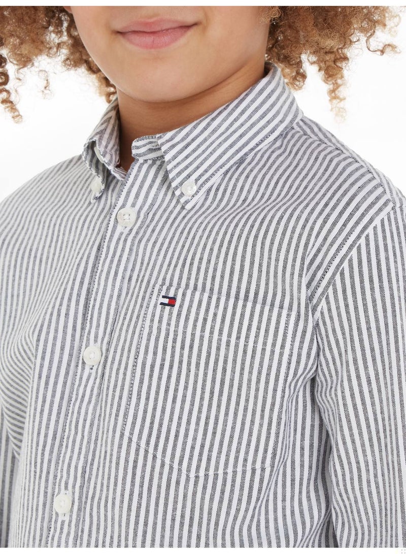 Boys' Essential Ithaca Stripe Archive Casual Shirt, Navy