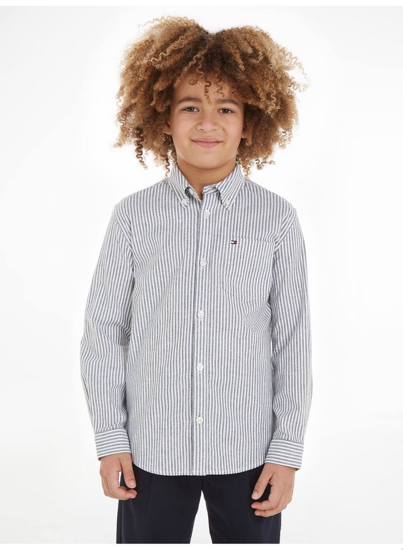 Boys' Essential Ithaca Stripe Archive Casual Shirt, Navy