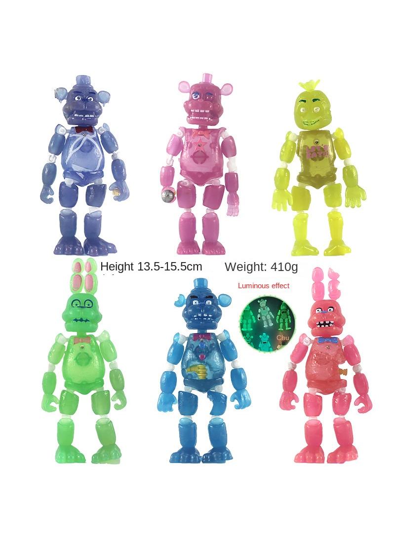 6 Pcs Five Nights At Freddy's Toy Set With Noctilucent Ideas Toys Battle Horror Game Model Ideas Toys Gifts for Adult & Kids