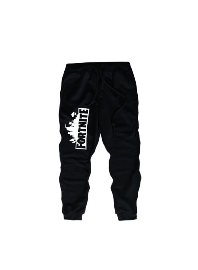 2-Piece Graphic Printed Hoodie And Pants Set Black