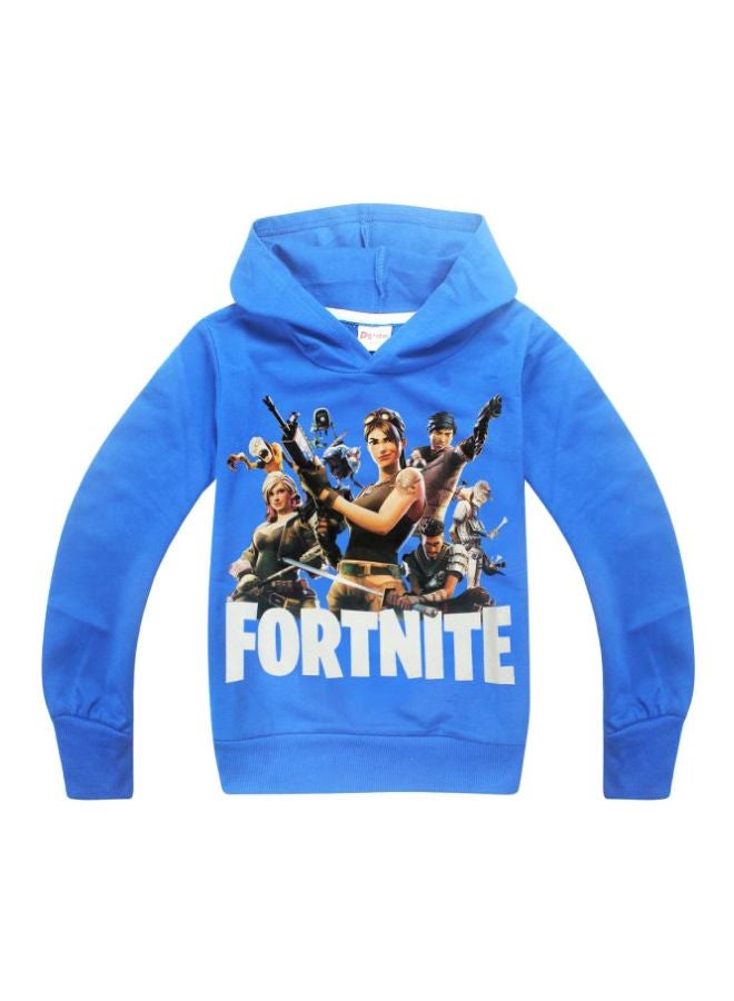 2-Piece Fortnite Printed Hooded Jacket And Pant Set Blue/Black