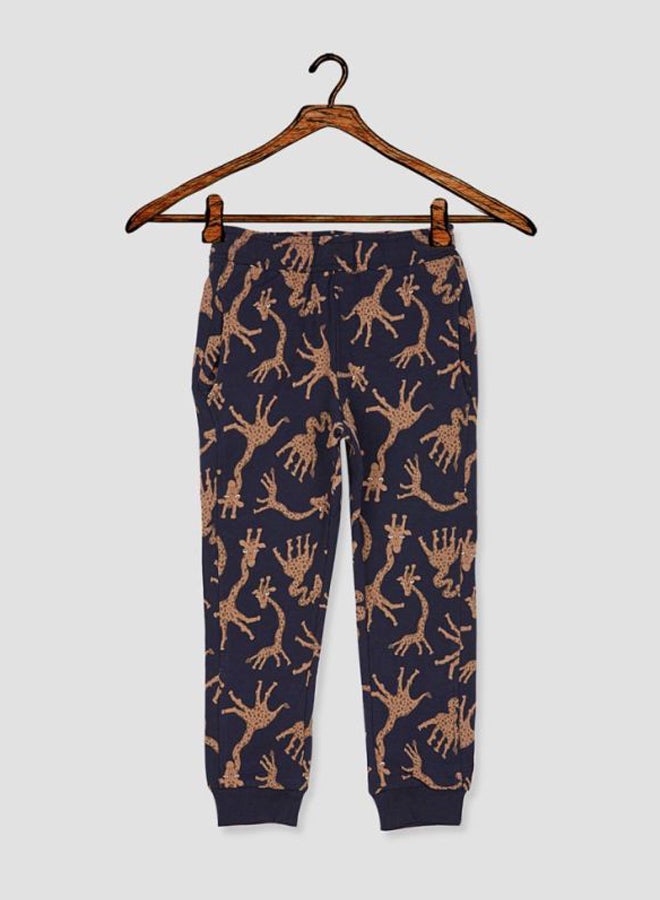 Giraffe Printed Sweatpants Dark Sapphire