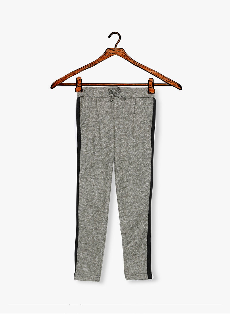 Metallic Contrast Stripe Sweatpants Grey