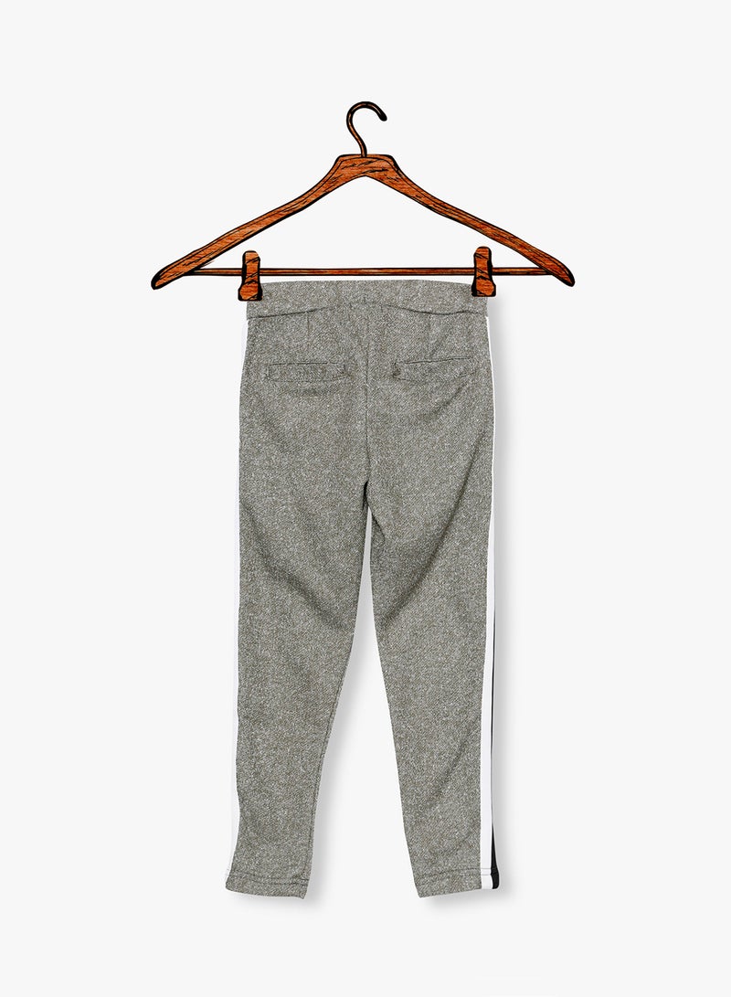 Metallic Contrast Stripe Sweatpants Grey