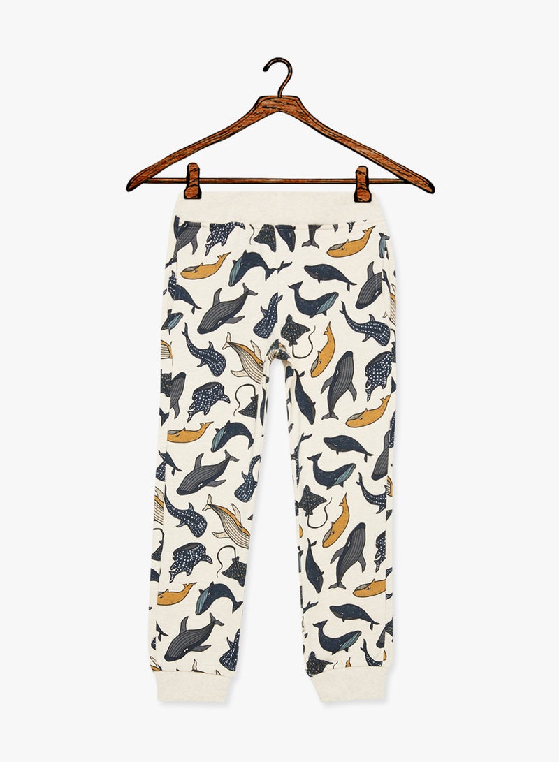 All Over Patterned Sweatpants Beige