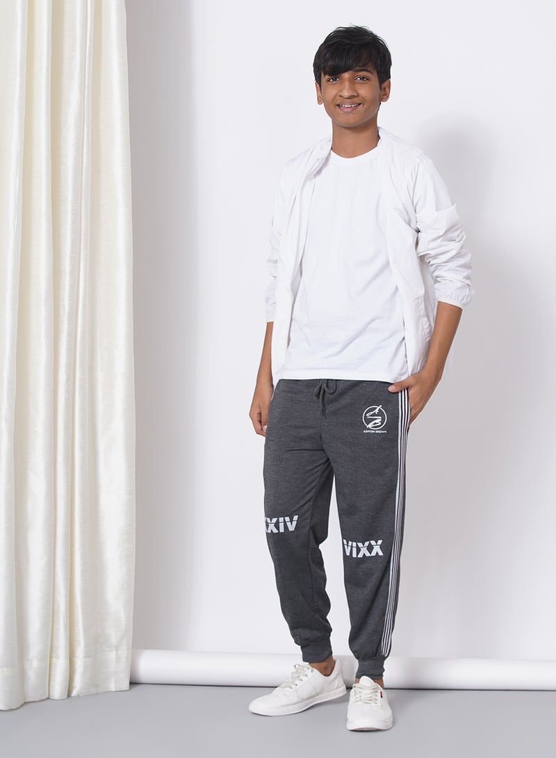 Boys Casual Fashion Track Pants Dark Grey