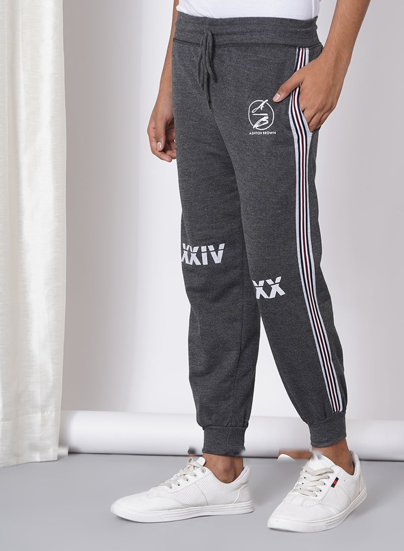 Boys Casual Fashion Track Pants Dark Grey