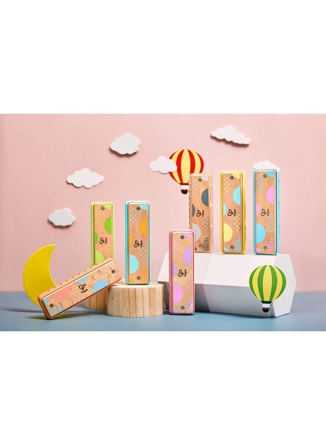 Blues Harmonica ; 10 Hole Wooden Musical Instrument Toy For Kids Bluegreen (E8916)