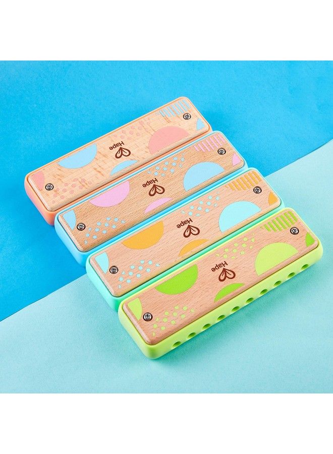 Blues Harmonica ; 10 Hole Wooden Musical Instrument Toy For Kids Bluegreen (E8916)