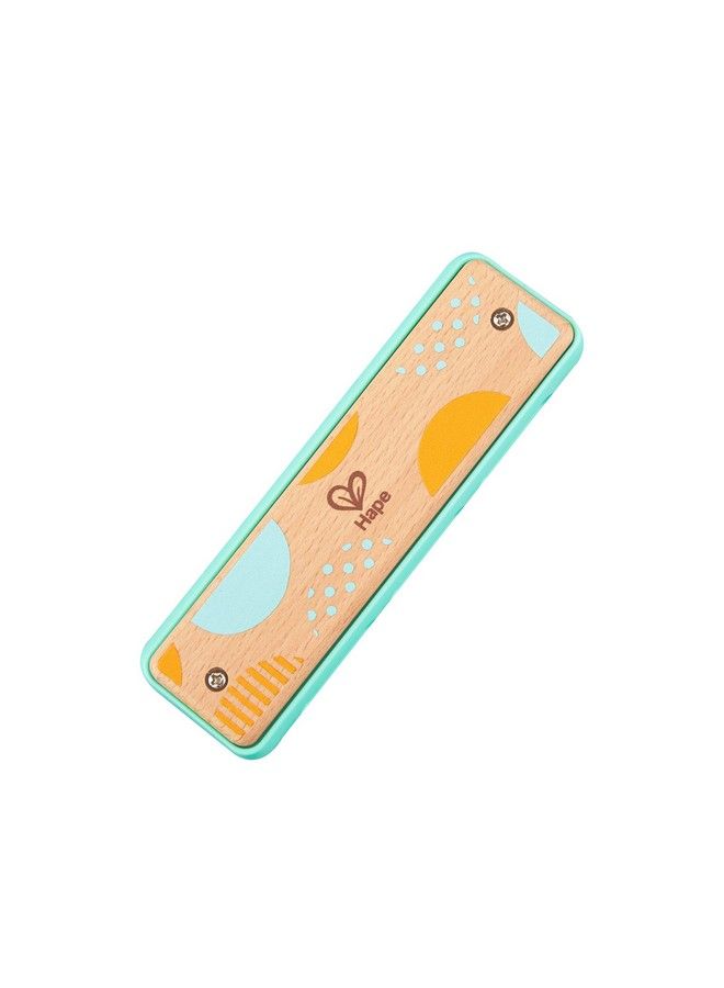 Blues Harmonica ; 10 Hole Wooden Musical Instrument Toy For Kids Bluegreen (E8916)