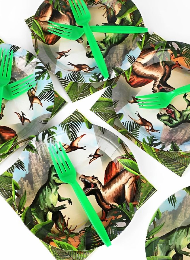 Dinosaur Party Decorations, Party Supplies Serves 10 Dinosaur Party Decorations Include Hanging Banner, Tablecloth, Plates and Napkins Set, Total 94 Pcs