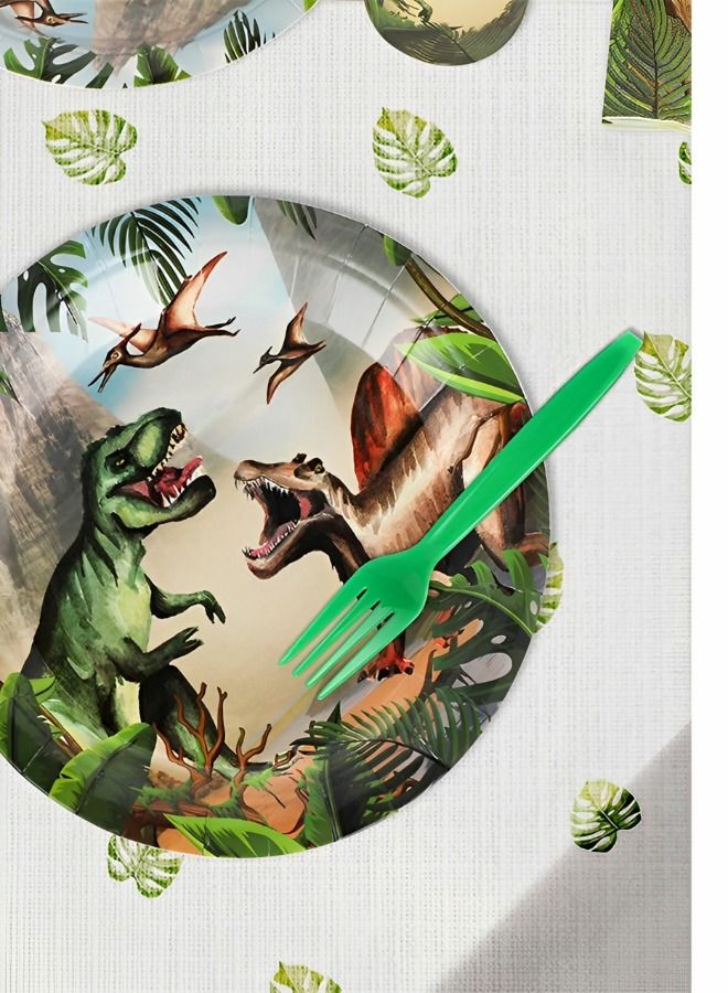Dinosaur Party Decorations, Party Supplies Serves 10 Dinosaur Party Decorations Include Hanging Banner, Tablecloth, Plates and Napkins Set, Total 94 Pcs