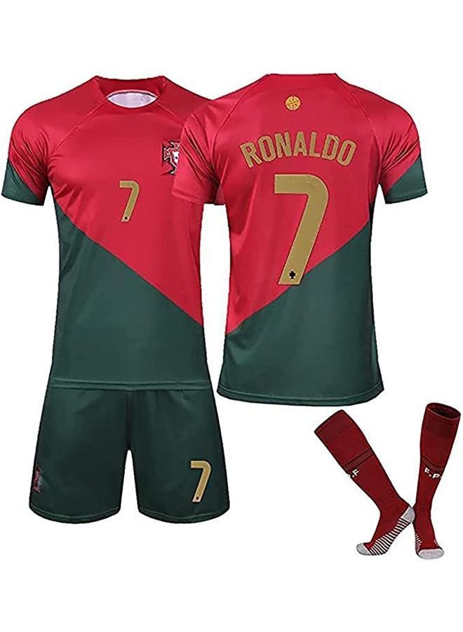 Kids Football Kit Ronaldo #07 Jersey Shirts Soccer Jerseys Set Protective Clothing Sport Gift Youth Sizes