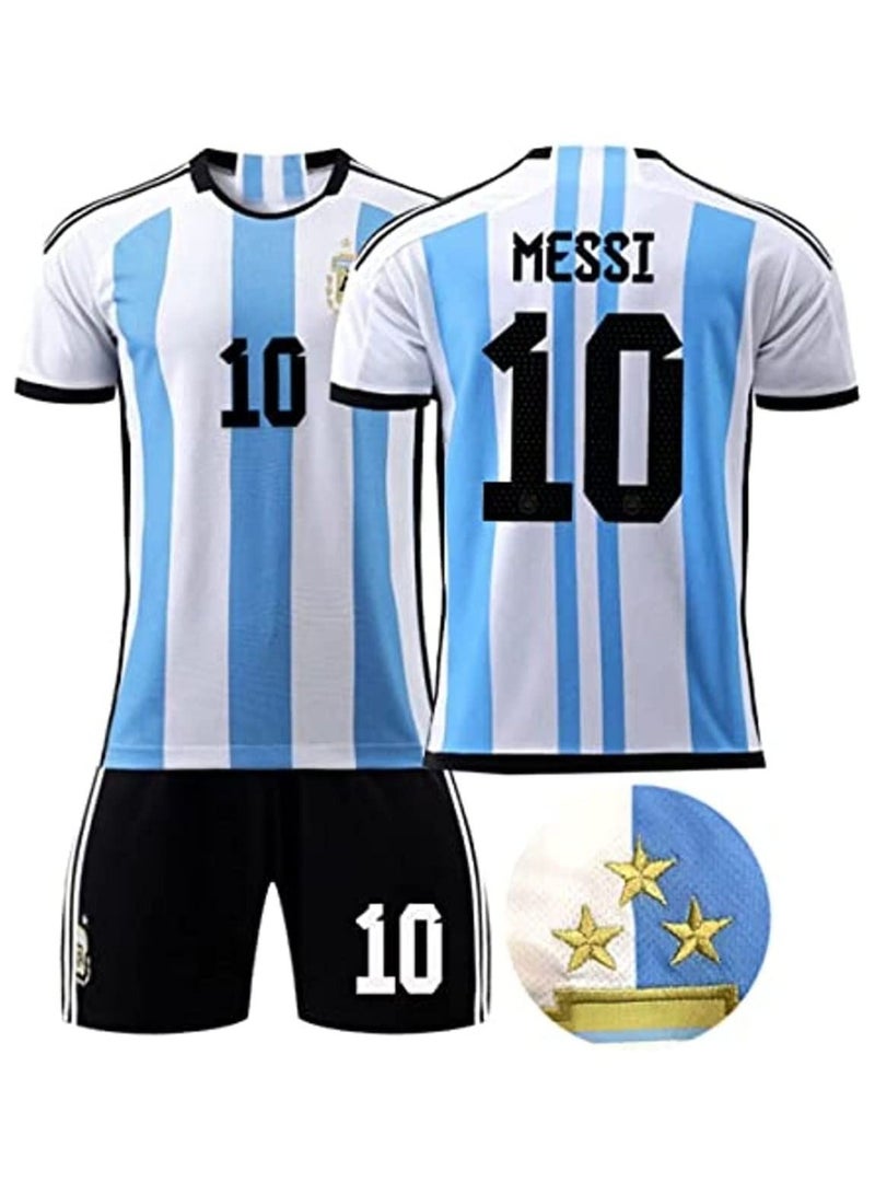 Lionel Messi Jersey #10 Argentina Football Home Soccer Jersey/Shorts Socks Gift Set Youth Sizes