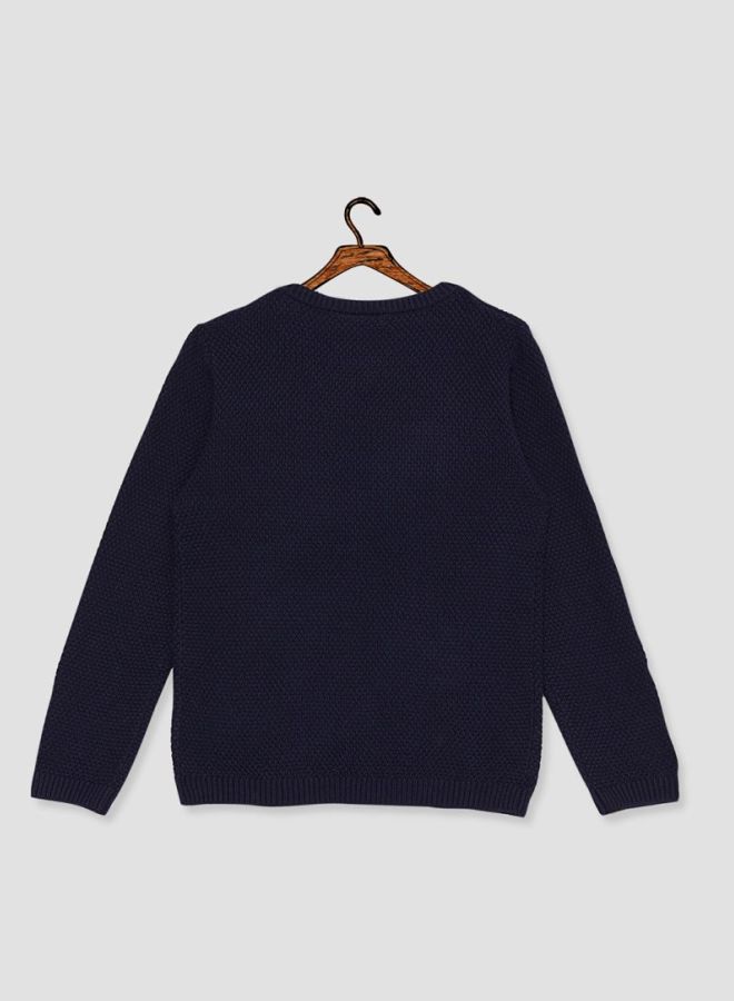 Okay Embroidered Knitted Pullover Dark Sapphire