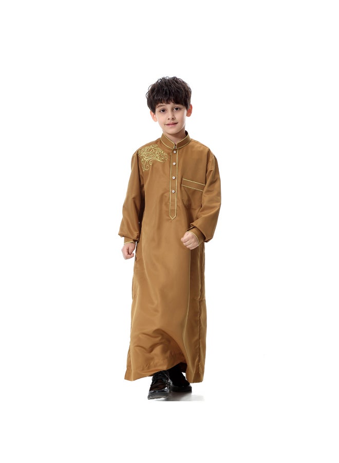 Traditional Embroidered Kaftan Brown