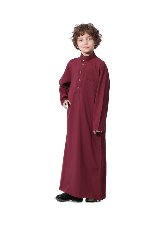 Long Sleeve Casual Kurta Red