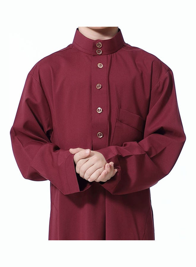 Long Sleeve Casual Kurta Red