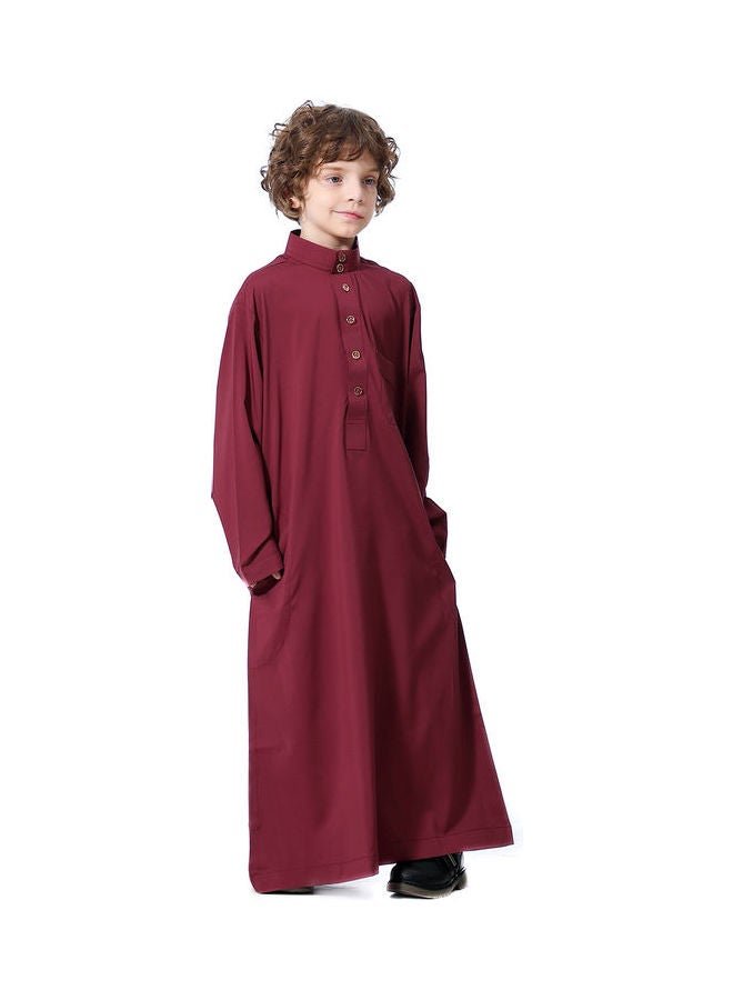 Long Sleeve Casual Kurta Red