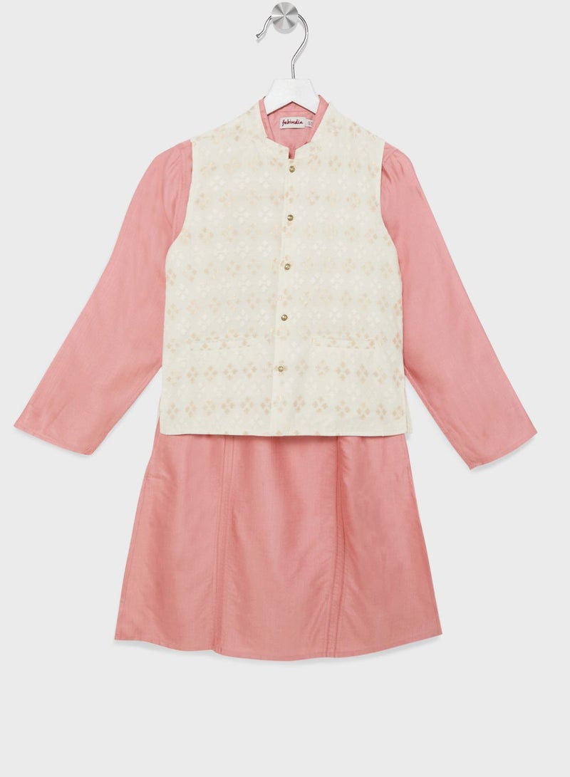 Youth Plain Long Kurta With Jacket