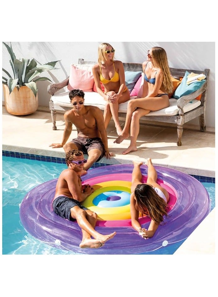 Rainbow Fiesta Island: Multi-color PVC Adult Float - 2.01m x 24cm