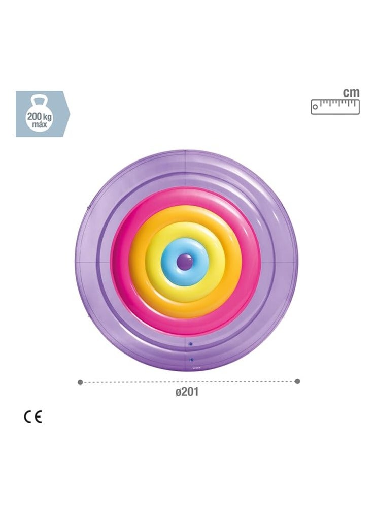 Rainbow Fiesta Island: Multi-color PVC Adult Float - 2.01m x 24cm