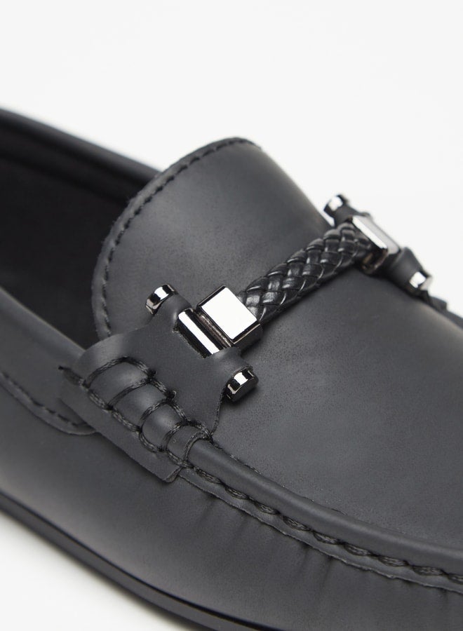 Boy's Solid Slip-On Loafers With Rope Detail Ramadan Collection