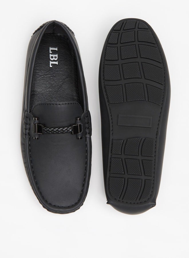 Boy's Solid Slip-On Loafers With Rope Detail Ramadan Collection