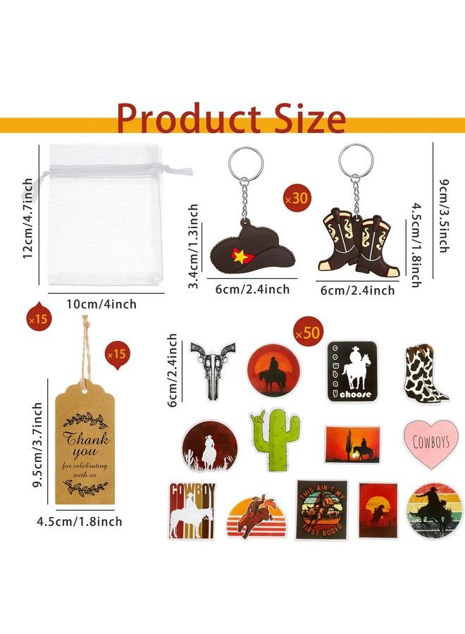 125 Pcs Western Party Favors Set Include Cowboy Rubber Bracelets Western Themed Boot Hat Keychains West Cowboy Stickers Kraft Paper Thank You Tags For Western Themed Party Cowboy Themed Baby Shower