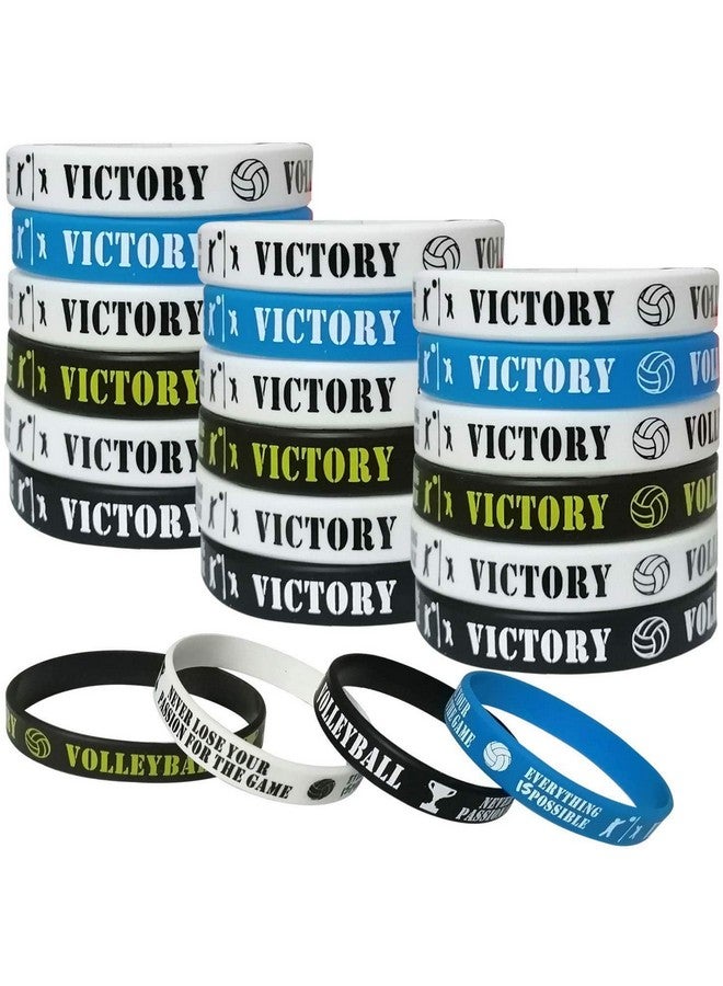 24 Pcs Volleyball Motivational Rubber Bracelets Sports/Volleyball Party Favors Supplies Decorations Gifts Prize Silicone Wristbands