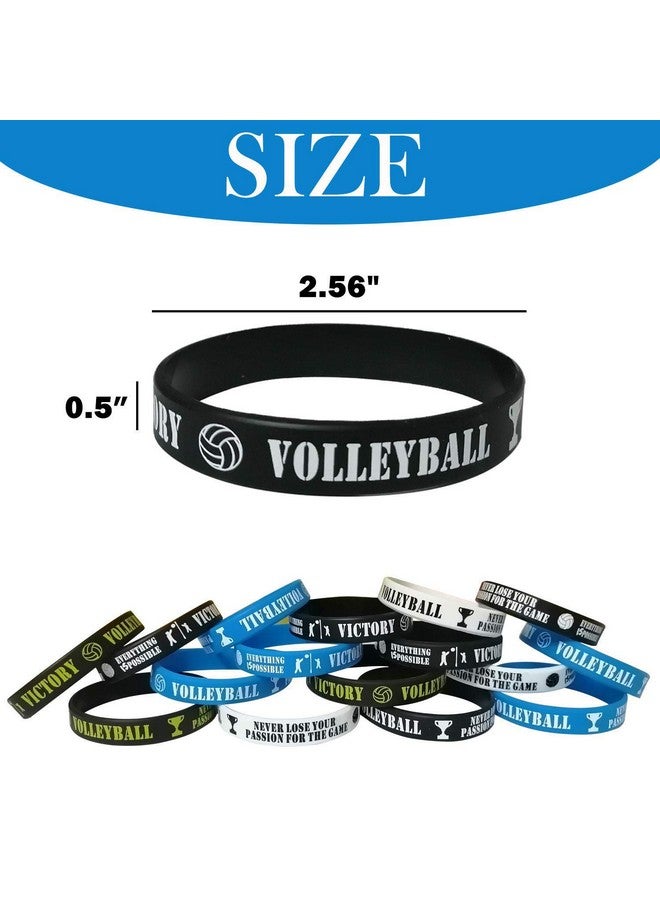 24 Pcs Volleyball Motivational Rubber Bracelets Sports/Volleyball Party Favors Supplies Decorations Gifts Prize Silicone Wristbands