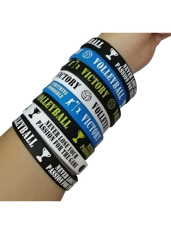 24 Pcs Volleyball Motivational Rubber Bracelets Sports/Volleyball Party Favors Supplies Decorations Gifts Prize Silicone Wristbands