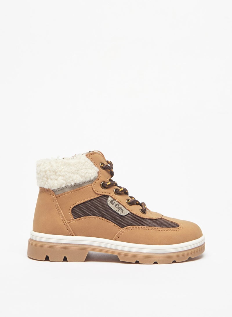 Boys' Paneled High Top Boots With Zip Closure