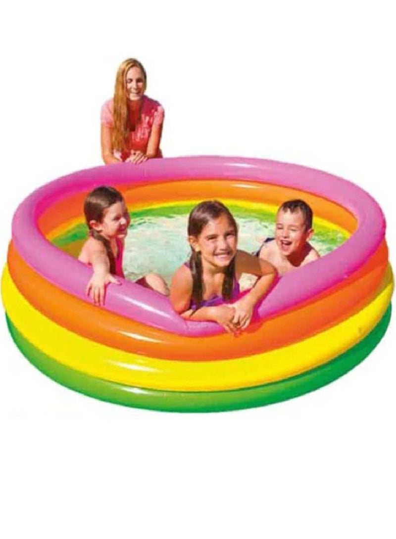 4 Ring Portable Inflatable Lightweight Compact Circular Swimming Pool Multicoloured