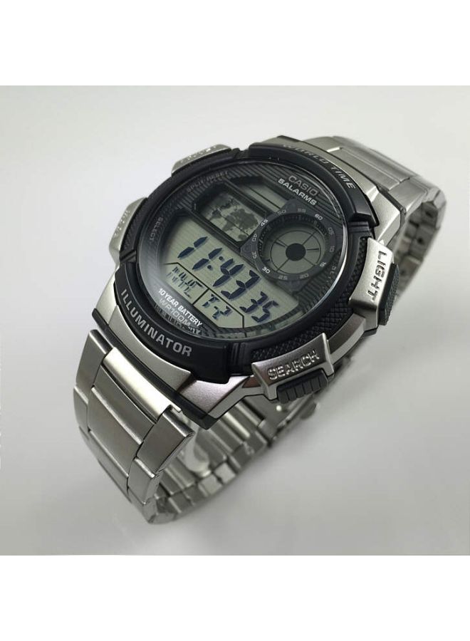 Boys' Classic Stainless Steel Digital Quartz Watch AE1000WD - 44 mm - Silver