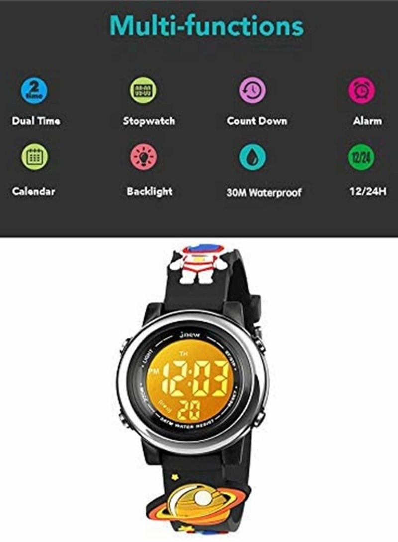 Toddler Kids Digital Watches for Girls Boys,3D Cute Cartoon 7 Color Lights Waterproof Sport Electronic Wrist Watch with Alarm Stopwatch for 3-10 Year Children