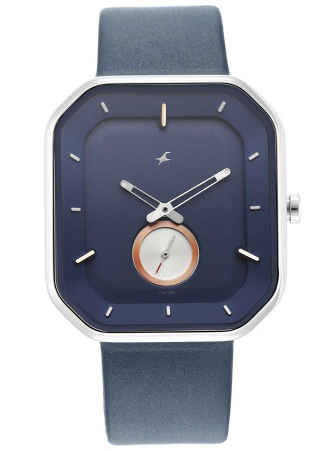 Fastrack After Dark Blue Dial Leather Strap Watch for Guys