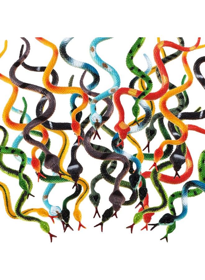 32 Pieces Plastic Snakes 4 Inch Rain Forest Snakes Realistic Rubber Snake Assorted Colorful Fake Snake Toys For Boys And Girls, Party Favors Decoration, Gag Toys, Prank And Prop (32 Pieces)