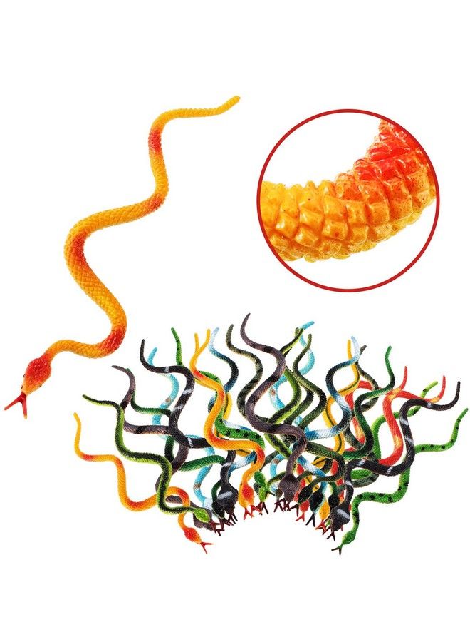 32 Pieces Plastic Snakes 4 Inch Rain Forest Snakes Realistic Rubber Snake Assorted Colorful Fake Snake Toys For Boys And Girls, Party Favors Decoration, Gag Toys, Prank And Prop (32 Pieces)