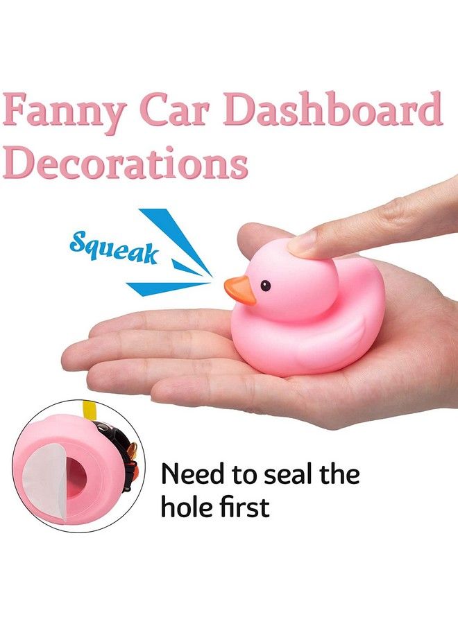Pink Duck Car Dashboard Decorations Rubber Duck Car Ornaments Cool Duck With Propeller Helmet Sunglasses Gold Chain (Pink Hat White Star)