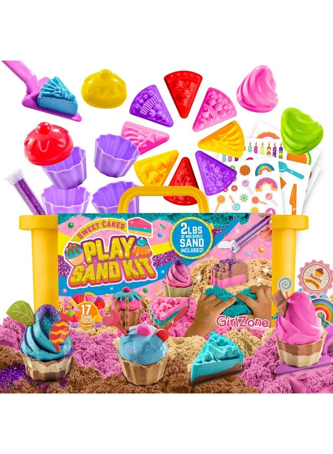 Sweet Cakes Play Sand Kit Fun Sand Box Toys Kit With 2Lbs Moldable Sensory Sand And 17 Sandbox Sand Tools Fun Sand Toys For Toddlers Age 35 And Sand Play Set