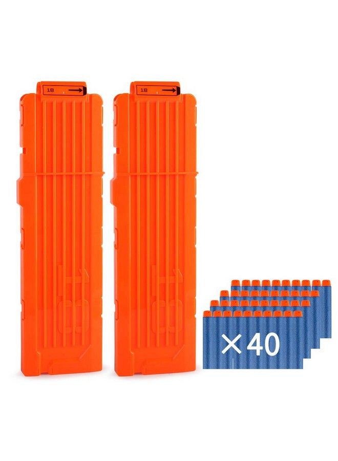 2 Pack 18Dart Quick Reload Clip And 40 Dart Refill Pack For Nerf Nstrike Elite Series (Orange)