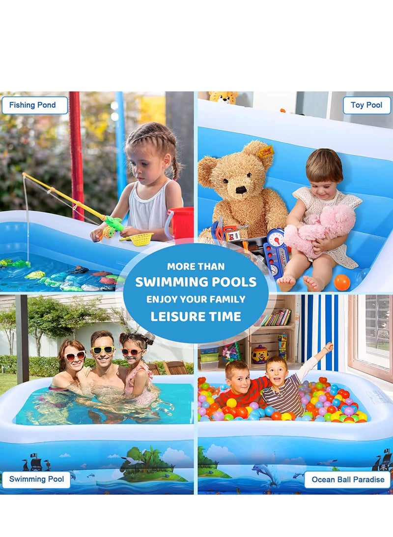 Inflatable Swimming Pool Kiddie Pool Large Size Blow Up Swimming Pool for Family Adults Kids Toddler Giant Rectangle Lounge Blowup Pool for Indoor Outdoor Backyard Ground 180cm x 140cm x 60cm